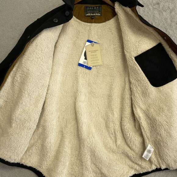 NEW Jachs New York Men's Size L Wool Blend Shirt Jacket Black Sherpa Lining - Picture 9 of 10